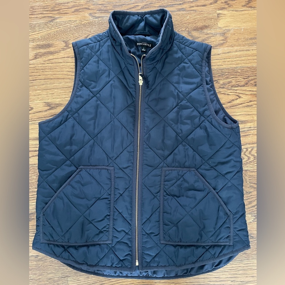 J.Crew Mercantile Women’s L Quilted Puffer Vest Navy Lightweight Layering